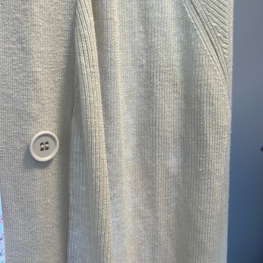 Johnny Was scarf back ~Light weight~￼ cardigan~ beige ￼~women’s size L🌺 - Picture 8 of 9